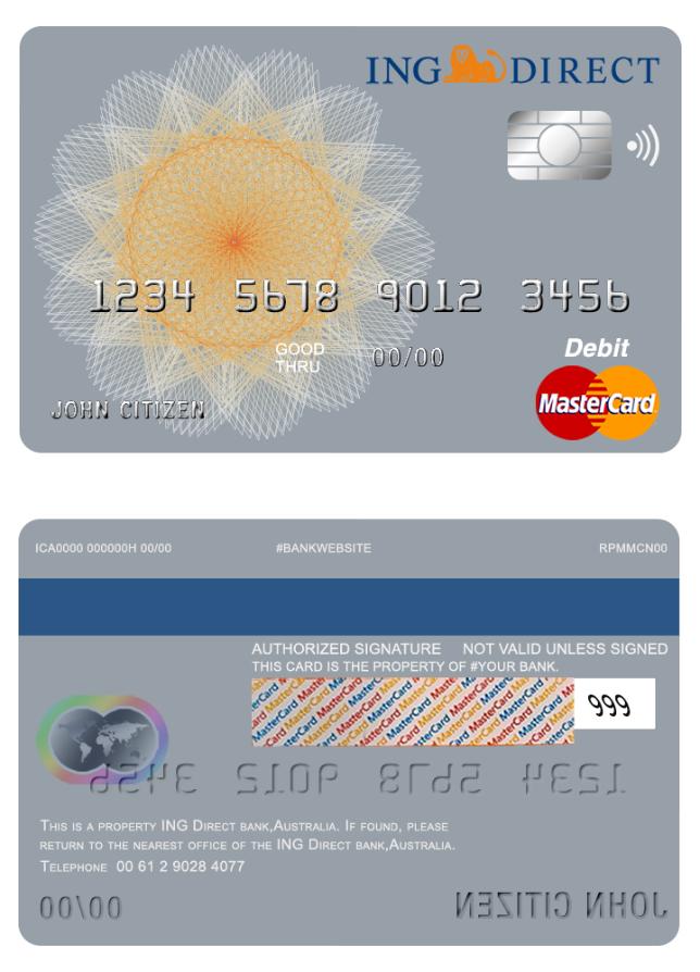 Australia Ing Direct bank master card
